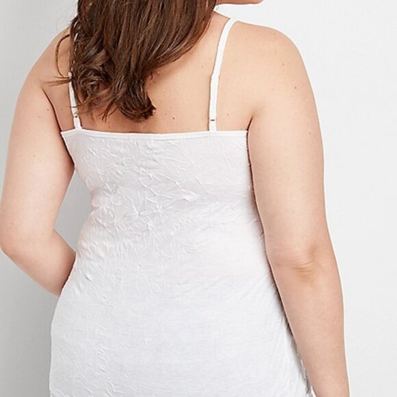 Maurices White Plus Size Solid Lace Trim Crinkle Cami - Picture 3 of 4